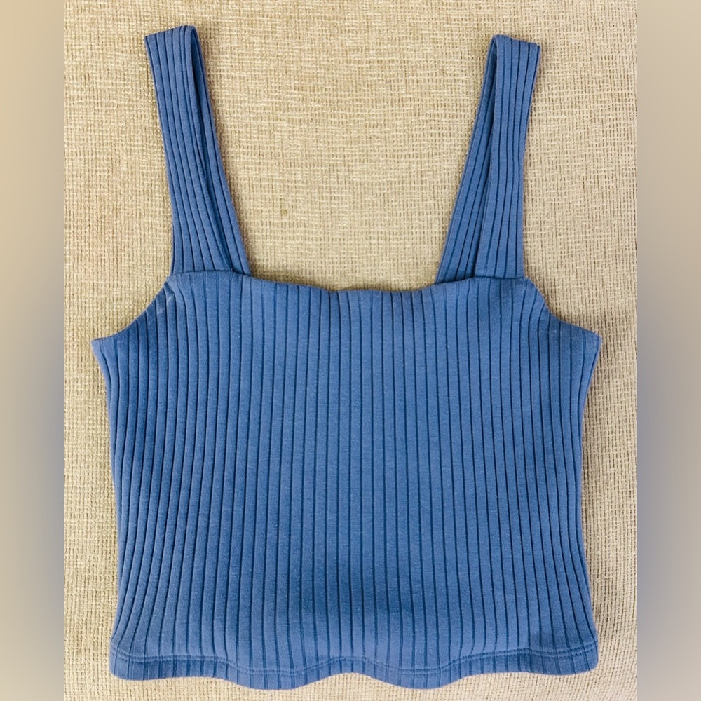 American Eagle Outfitters Blue Ribbed Tank Top size - Small